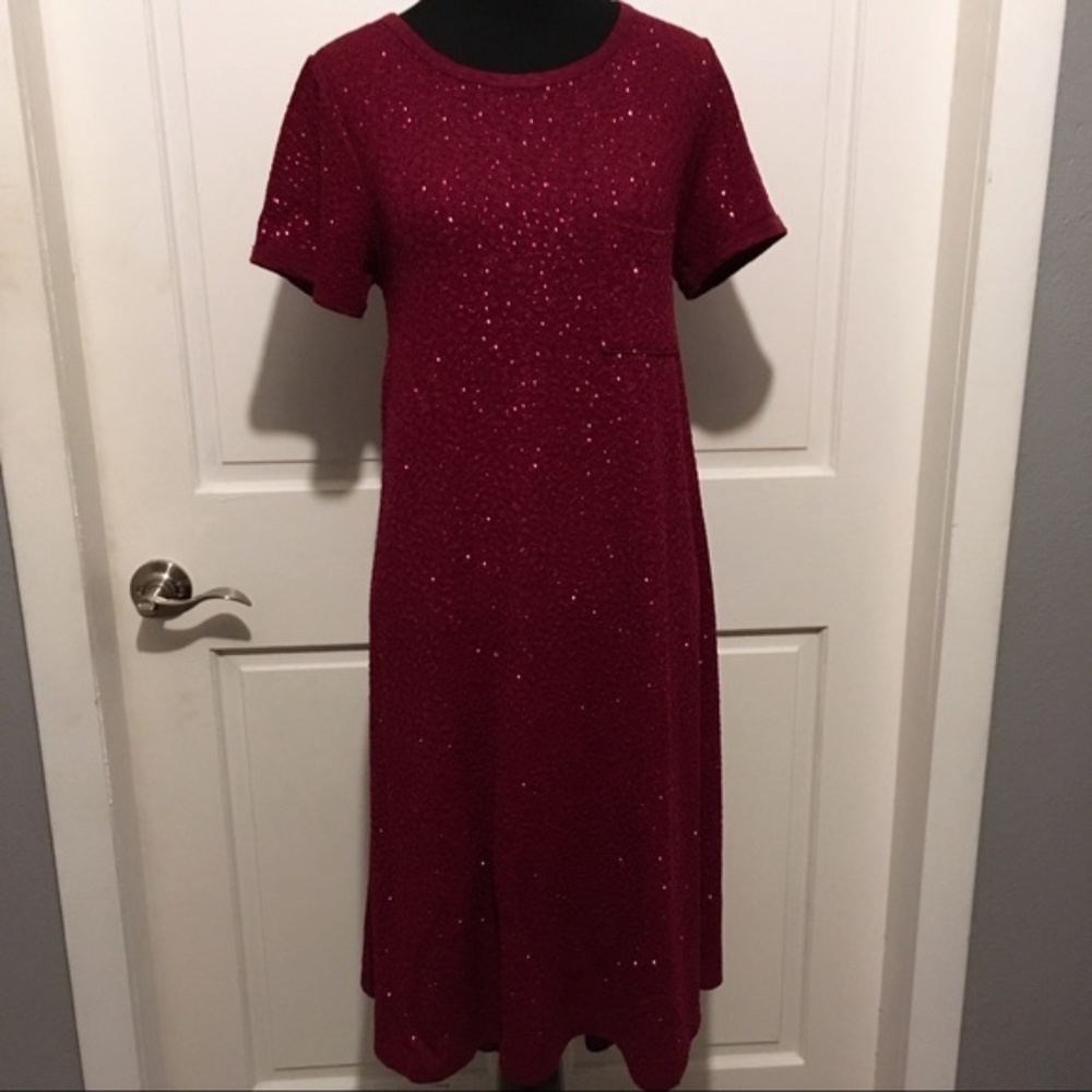 Lularoe Elegant Carly, Red With Sequins, Size Xs - image 2